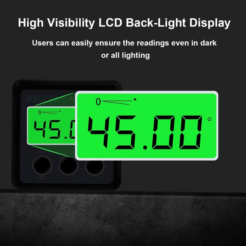 OUTIL Digital Angle Gauge, Angle Finder Magnetic Digital Level Protractor, Table Saw Accessories with LCD Backlight Display Data Hold and V-groove & Magnetic Base - Image 3